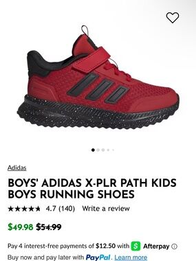 BNIB Adidas Red and Black Kids Running Sneakers, boys size 13.